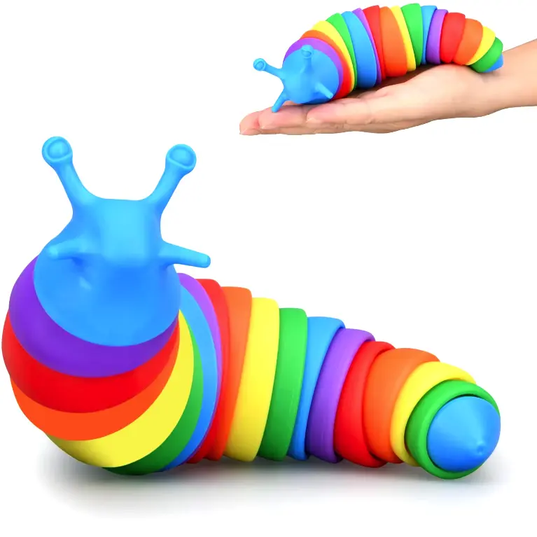 Sensory Play Pop It Mainan Edukasi Anak Murah Ulat dan Siput Warna Pelangi Lucu Usia 2 3 4 5 6 7 8 9 10 11 12 13 Tahun Toys Bayi 4