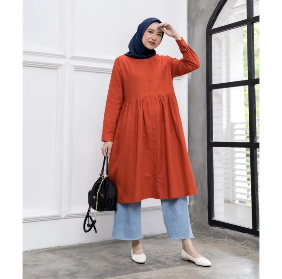 ATASAN WANITA LONG TUNIK  Muslim FFA  FAHIRA BAHAN RAYON TWILL  Tebal DAN  Lembut SIZE S/M, L/XL, XXL  by FFA