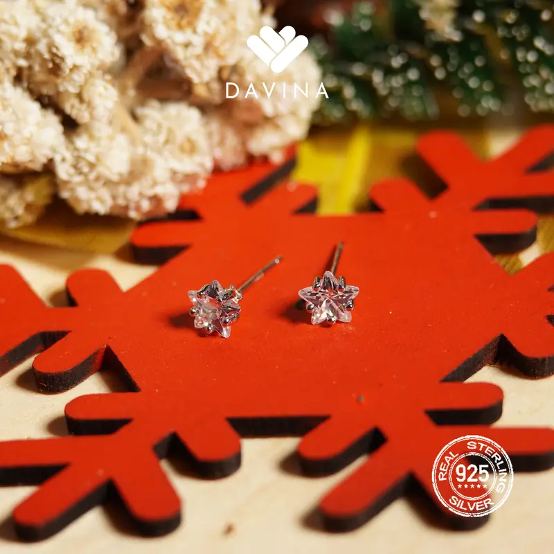 DAVINA Ladies Seila Earrings Sterling Silver 925 - Anting Wanita Perak S925 Tusuk Bintang 2