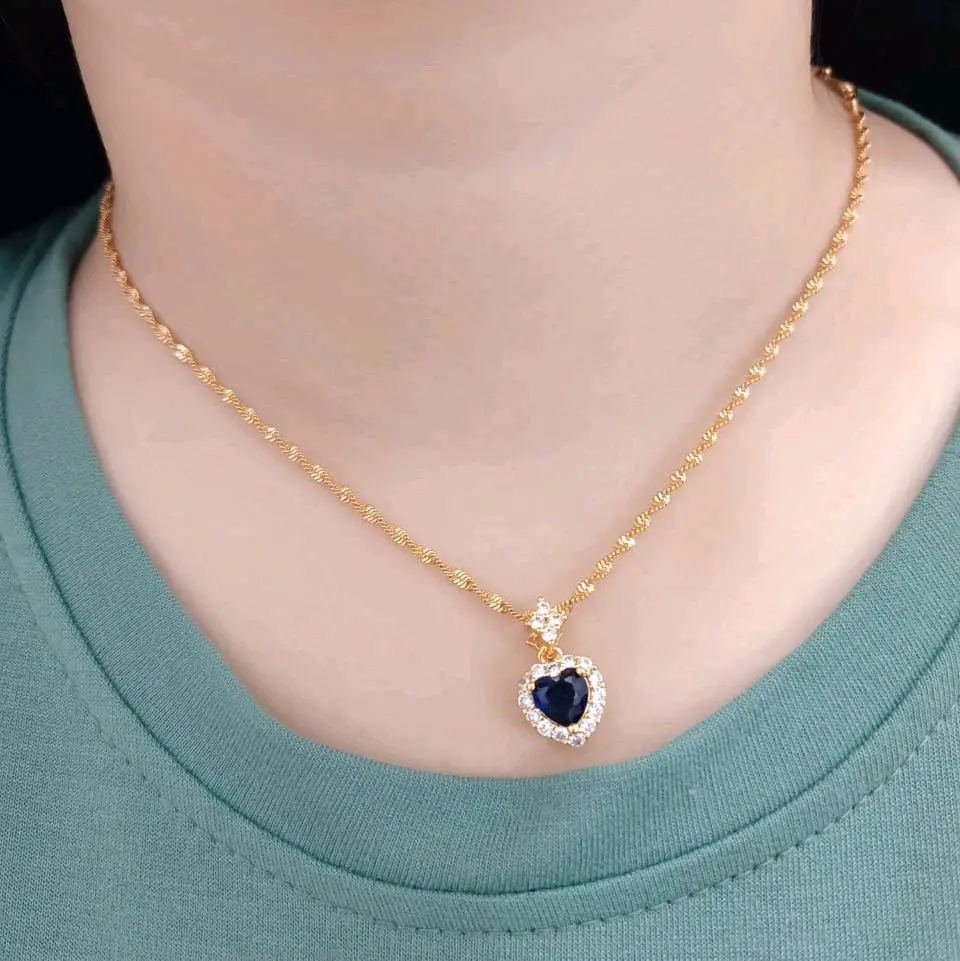 Kalung Plintir Liontin Love Biru