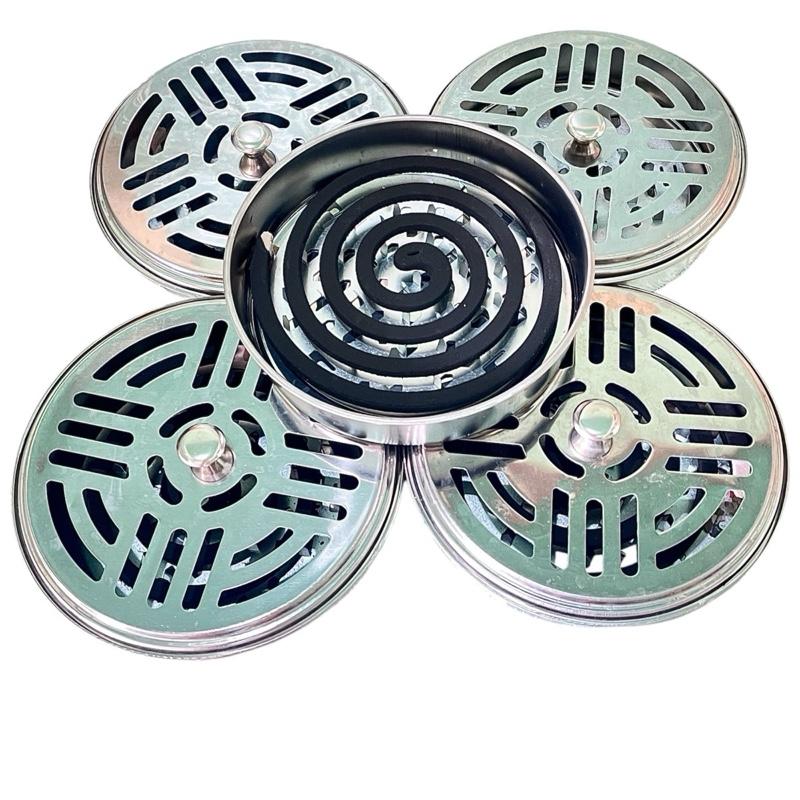  COMBO 3,5 Hộp Đựng Nhang Muỗi 15cm Có Nắp Đậy & Khay Đựng Tàn Tro Tiện Dụng Dùng Cho Gia Đình Ngoài Trời Dễ Vệ Sinh An Toàn Khi Đốt 