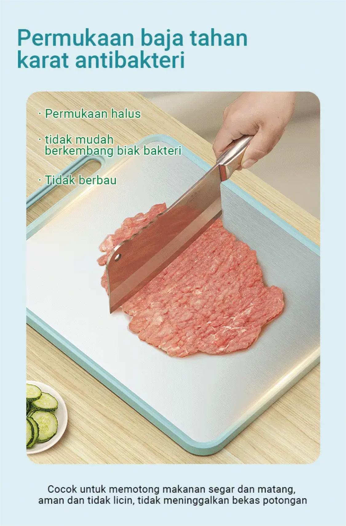 Mehaa Papan Talenan Stainless Steel foodgrade Antibakteri dua sisi 40*30*1.65cm - Kitchenware Mehaa Papan Talenan Stainless Steel foodgrade Antibakteri dua sisi 40*30*1.65cm - Kitchenware
