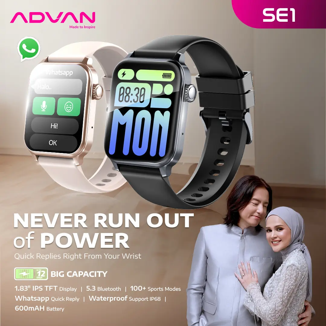 [Exclusive Roger Chika] BISA BALAS WA - ADVAN Smartwatch SE1 AI Voice Assistant IPS 1.83” Wireless Bluetooth Call Waterproof IP68 600mAh Standby Time up to 30 Days