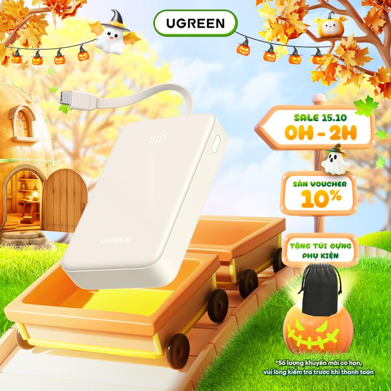 Pin sạc dự phòng 20000mAh Ugreen PB505 | Sạc nhanh 20W | Cáp USB-C tích hợp | Bảo hành 18 tháng 1 đổi 1 35340 KOL