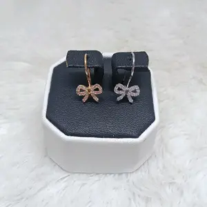 Anting Gantung Pita Mata² Perak 925 Lapisan Emas Putih Murni Kualitas Terbaik