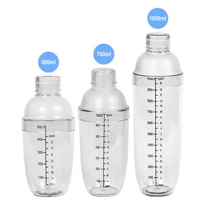Cocktail Shaker Bottle Transparan 500ml 700ml 1000ml Botol Pengocok Minuman Bartender Plastik Food Grade