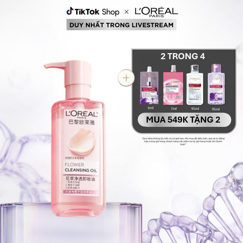 Dầu tẩy trang hương hoa giúp loại bỏ dầu thừa, bụi bẩn và lớp trang điểm L'Oréal Paris Flower Cleansing Oil 250ml