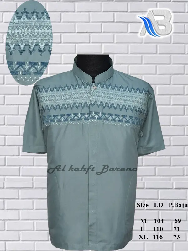 Baju Koko Pria Dewasa Terbaru Koko Lengan Pendek Baju Koko Bordir Koko Katun Mikro COD Katun Muslim 7