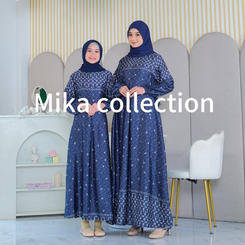 gamis couple motif ibu dan anak bahan silk print sarimbit 2