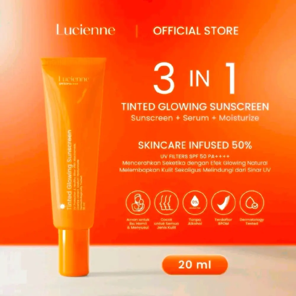 LUCIENNE TINTED GLOWING SUNSCREEN Original BPOM SPF 50pa ++++ 20ml