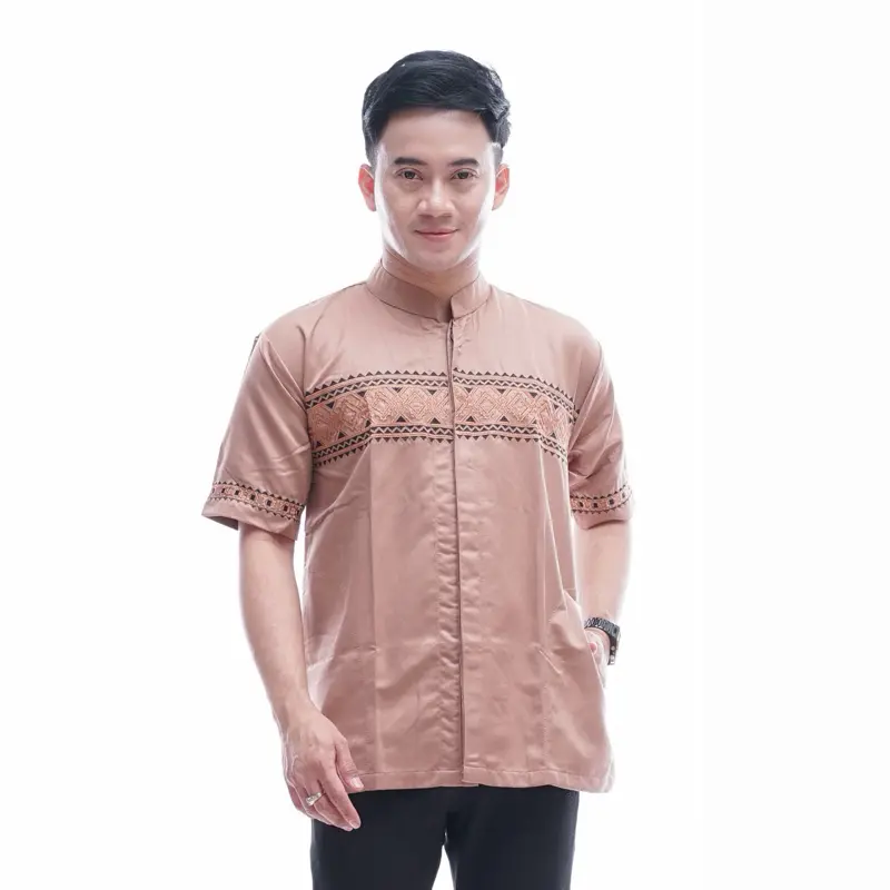 Al-khaj Baju Koko Muslim Bordir Pria Dewasa Lengan Pendek 7