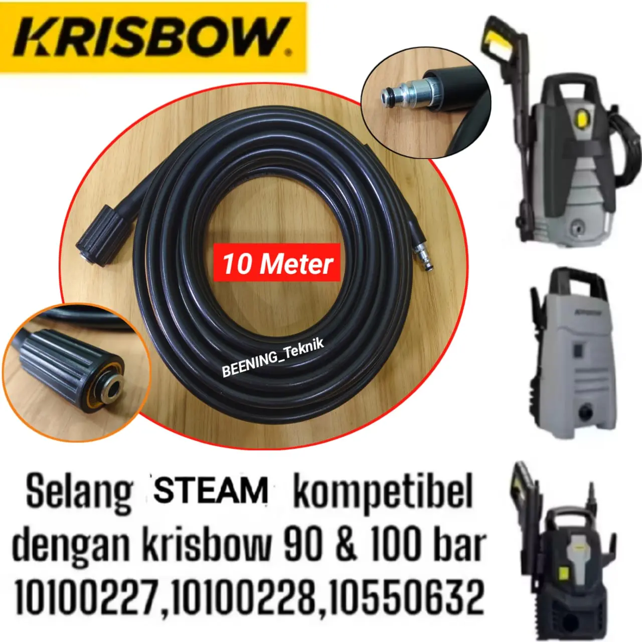 SELANG HOSE HIGH PRESSURE KRISBOW 90 BAR & 100 BAR SERIES - 10 METER ( SKU MESIN - 10100227 - 10100228 )