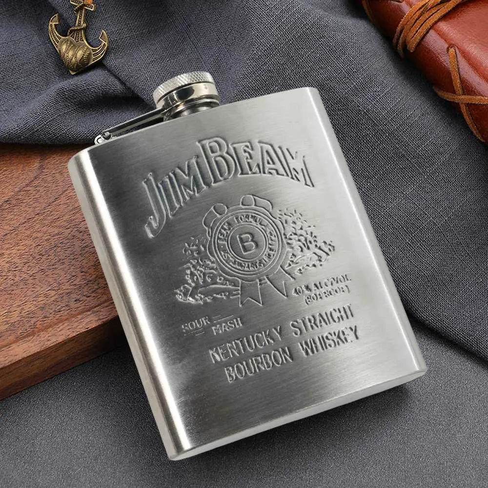 Hip Flask Botol Minum Botol Air Stainless Steel 7 oz Johnnie Walker - H-7 - Silver Botol isi Ulang Travel