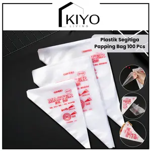 KIYO 100pcs Plastik Segitiga Papping Bag Plastik Contong Penghias Kue Kualitas Super Tebal Isi 100 pcs