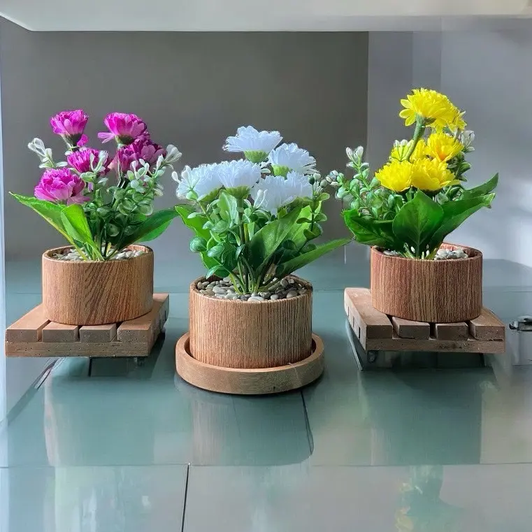 Paket 3pcs bunga krisan artificial vas aesthetic 2
