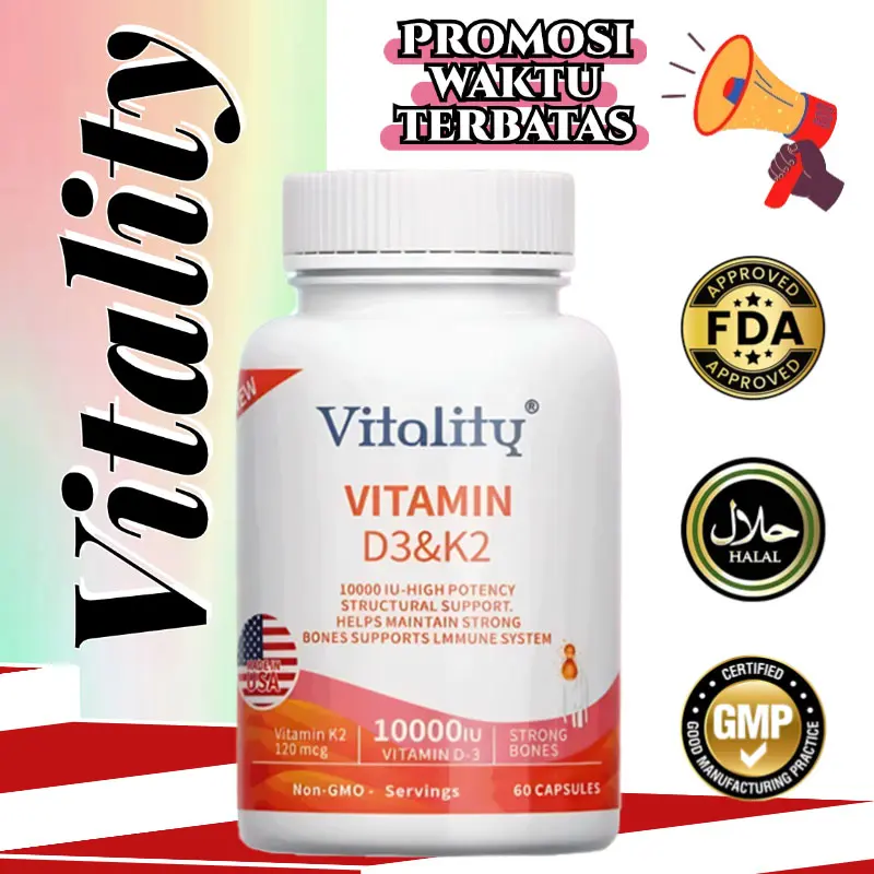 VITAMIN D3K2, 10000 IU, mendukung metabolisme tubuh, menjaga kesehatan tulang, sendi