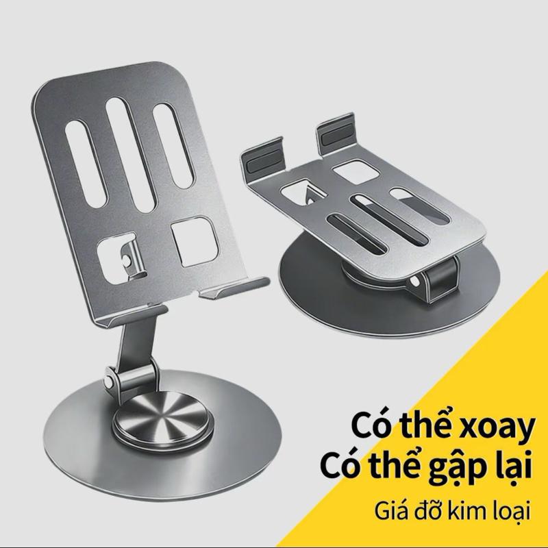 Chân đế hoàn toàn bằng kim loại xoay 360 có thể gập lại dễ dàng mang theo cho máy tính và máy tính bảng