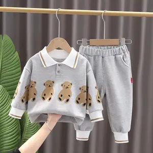 SETELAN TERBARU ANAK LAKI DAN PEREMPUAN MOTIF BERUANG KERAH USIA 6 BULAN - 5 TAHUN