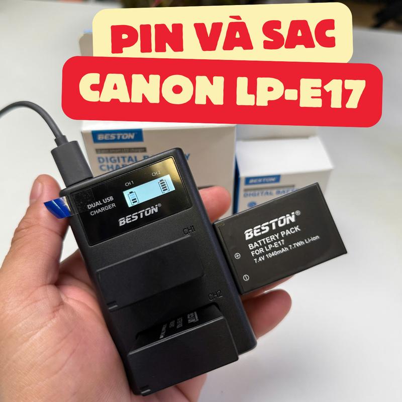  Beston Pin Canon LP-E17 Sạc Dual USB Cho Máy Ảnh Canon R50 750D 800D 200D 77D M3 M5 M6 Pin Và Sạc Canon LP-E17 
