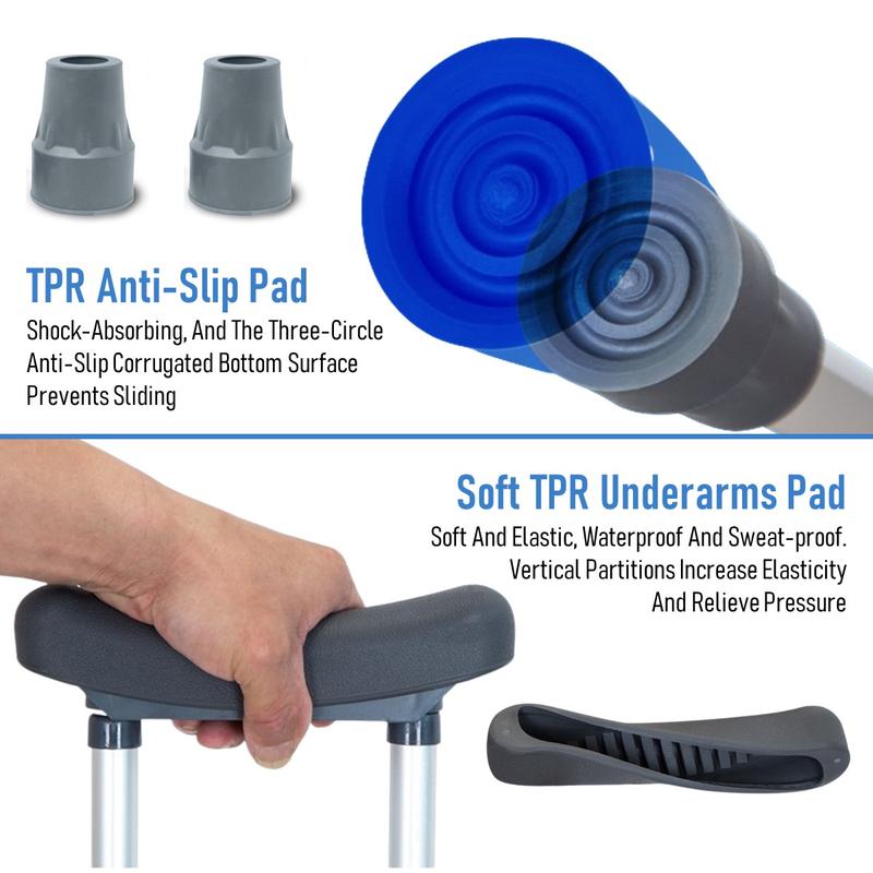Foldable Lightweight Underarm Crutches With Height Adjustment [SG READY STOCK] 7