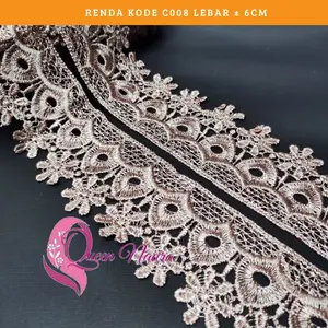 [ 1 Meter ] Renda Gyper C008 Giper 6cm ecer untuk Pinggiran Mukena Mukenah Daster Arab Baju Khimar