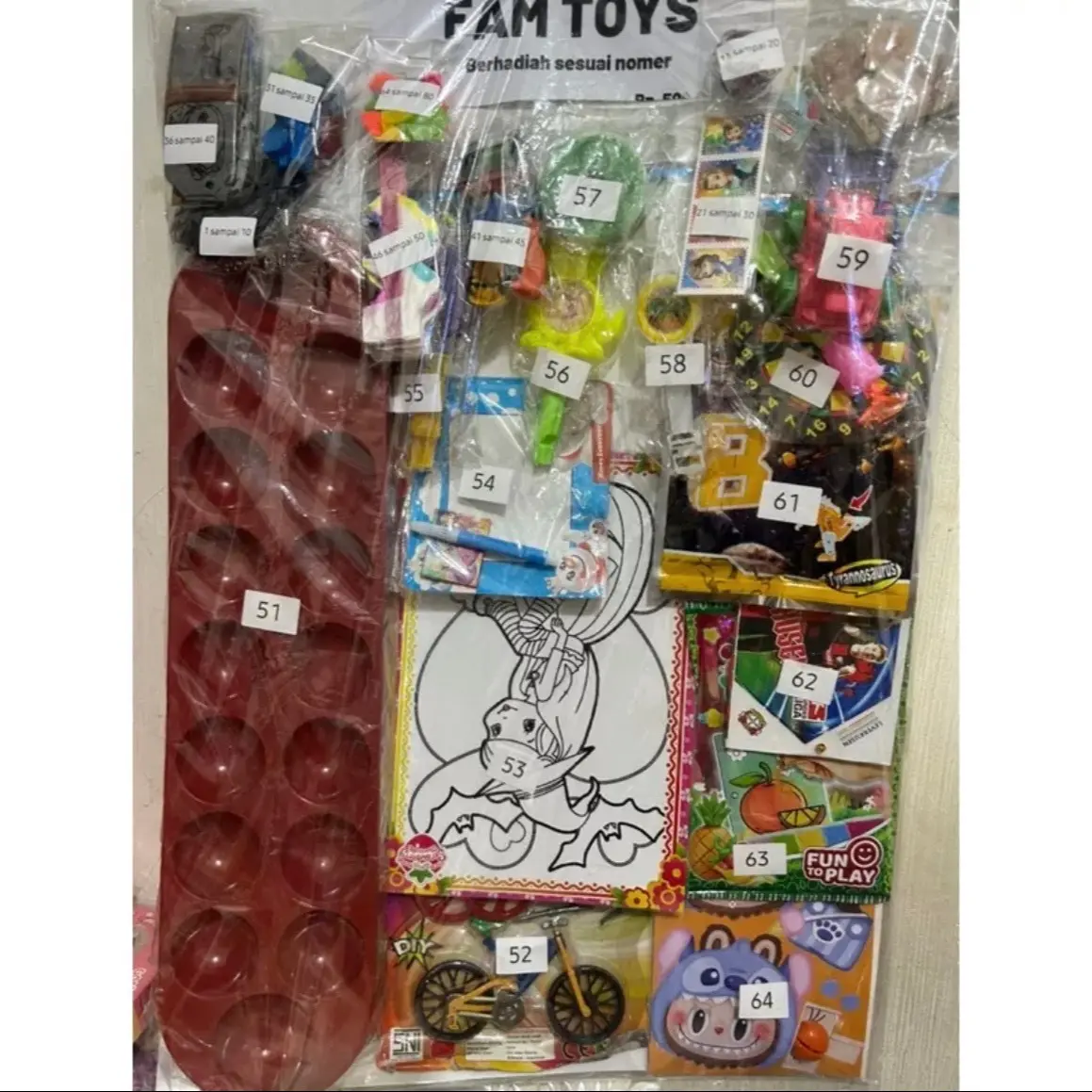 MAINAN KOLAS BERHADIAH isi 80pcs/ CABUTAN MAINAN TERGANTUNG STOK YANG ADA