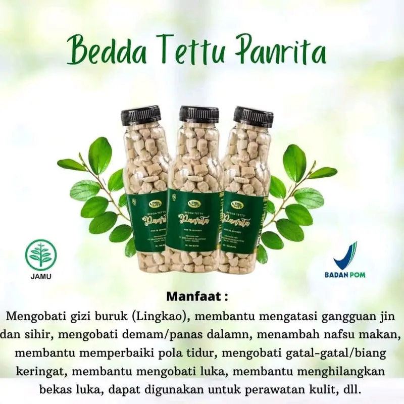3 botol bedak tettu panrita/bedak herbal bidara bayi BTP bedak dingin 0