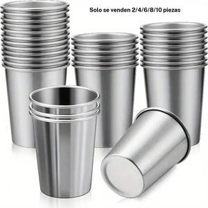 2/4/6/8/10pcs Vasos tipo pint de acero inoxidable 304 - 8.79oz Vasos de metal multiusos, irrompibles, apilables, lavar a mano únicamente, material reciclable para uso en casa y viajes