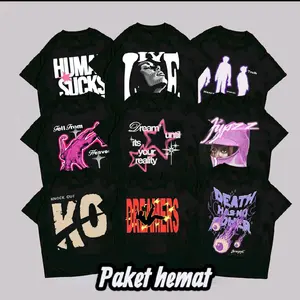 COMBO KAOS 3 PCS DISTRO HITAM JUMBO SKENA HEMAT | M | L | XL | 2XL | 3XL |