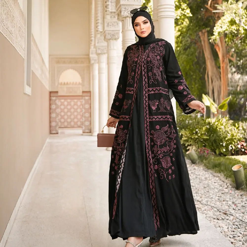 Abaya Dammam Terbaru dengan Kombinasi Bordir Mewah dan Elegan untuk Wanita Muslim - Syari, Arab, Remaja, Turki, Mutiara, Lembut