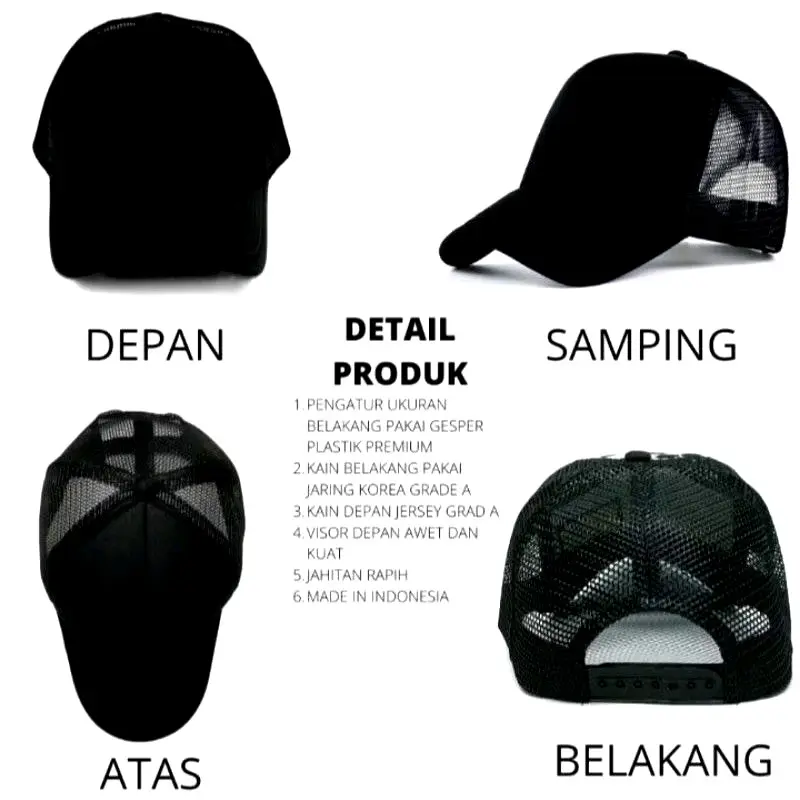topi jaring dewasa topi jala custom nama /topi tracker dewasa berbagai macam warna