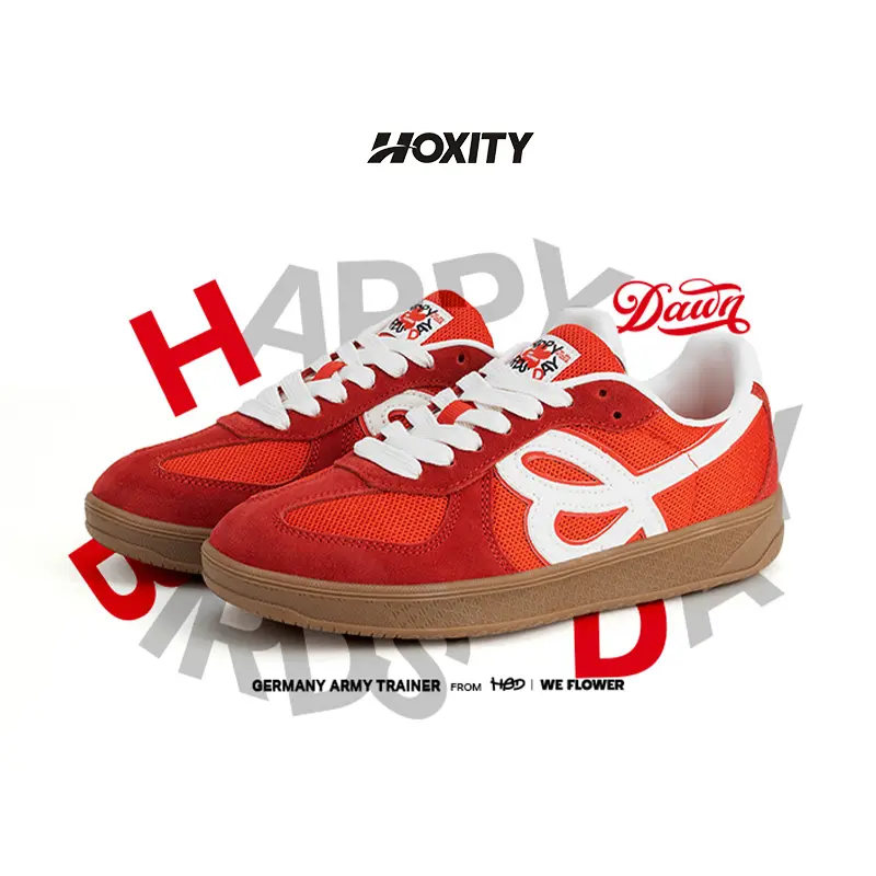 Hoxity - red Sepatu Sneakers Wanita Korean Style Original Casual Shoes Fashion Kulit Premium - 344 0