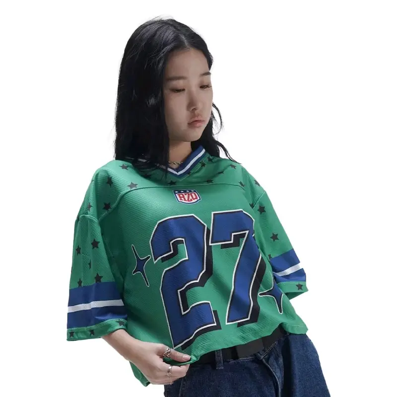 RZQ / 27 / CROP SERIES / Jersey / Oversize / Streetwear / Retro / Vintage / Music / Rugby / Crop Top 0