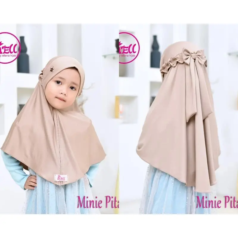 (186 ~ 190) Hijab Bergo Anak MINNIE PITA Ori Ell Hijab | Jilbab Pita Belakang 1-6 thn Jersey 4