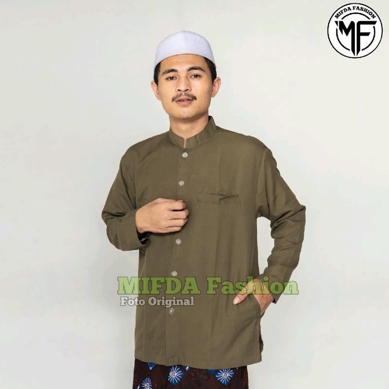 Baju koko haibah santri habaib polos bahan katun halus saku samping lengan panjang baju koko muslim 5