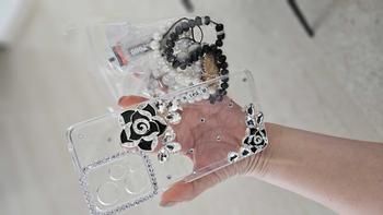 Product Review of Black Rose Rhinestone Phone Case compatible with iphone 16 15 14 13 12 11 pro max 13 14 15 plus -with chain from S**o 0