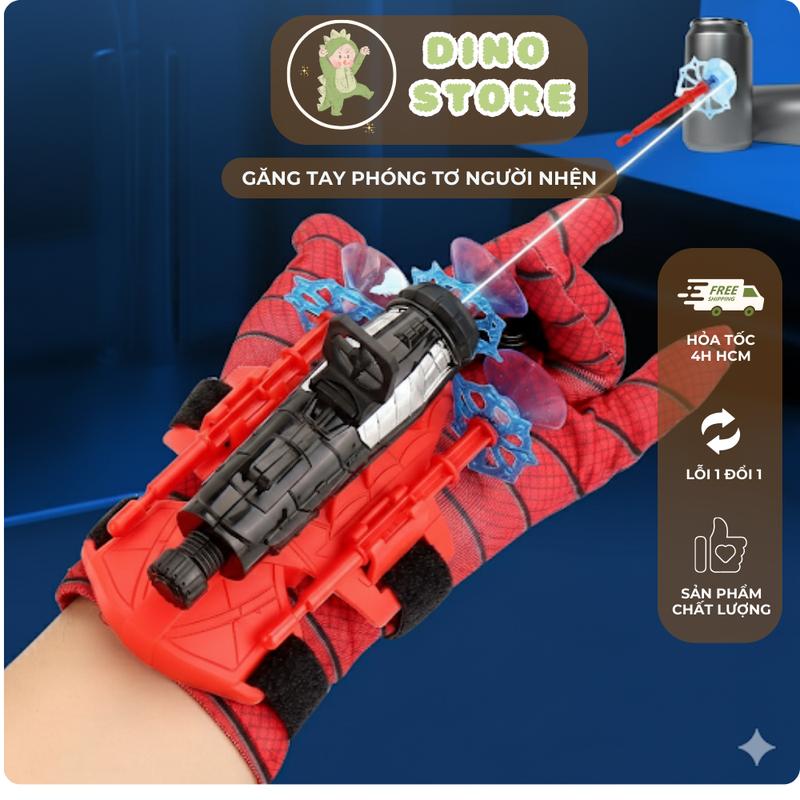 Đồ chơi găng tay người nhện DINO STORE bắn tơ siêu nhân nhện Spiderman cho bé đồ chơi trẻ em quà tặng máy bắn tơ Kem Cao Su