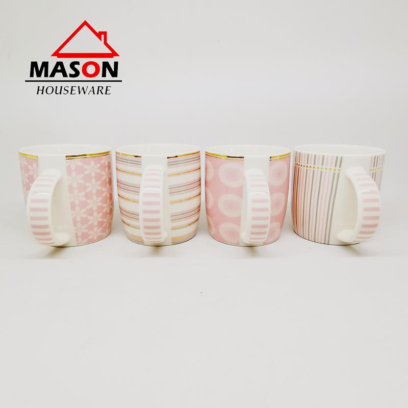 MASON Mug Kermaik / Mug Teh / Mug Kopi Motif Pink Colour 9,2cm 4