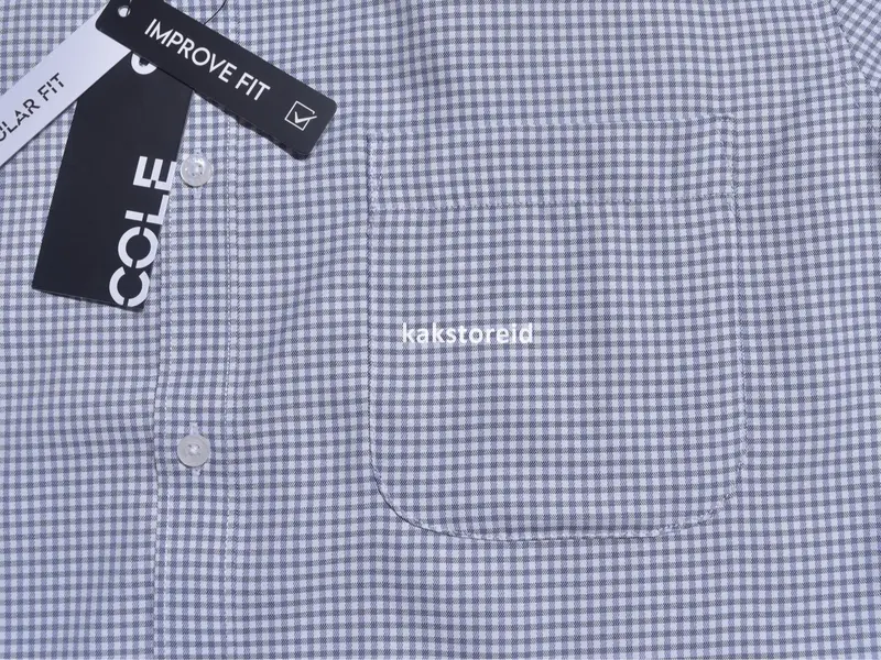 Kemeja Pria Formal Lengan Panjang COL* Biru Navy Kotak-kotak Reguler COR 490 COLEC Kemeja Murah 4