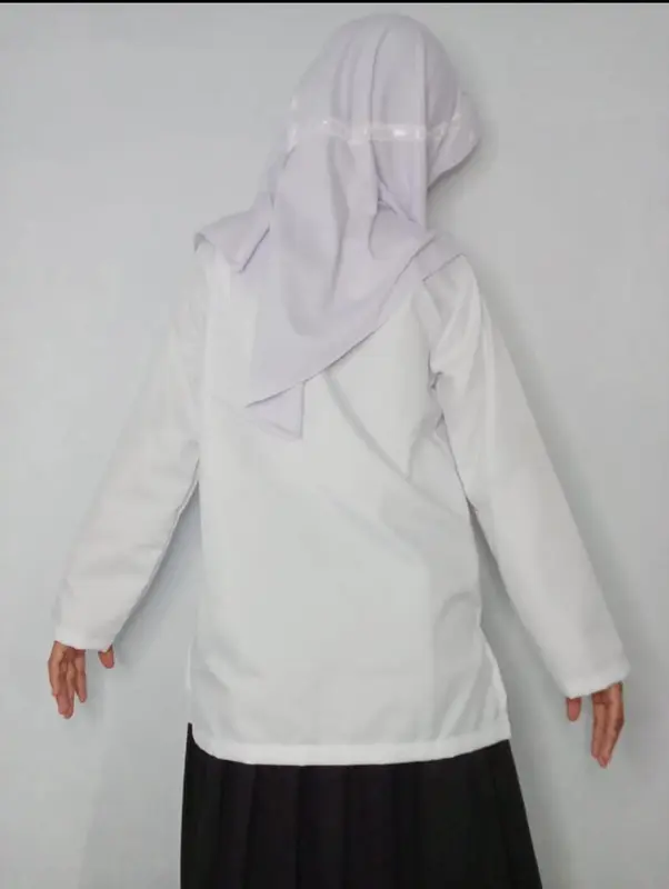SETELAN BUSANA muslimAH ANAK HITAM PUTIH baju kancing Katun Lembut Nyaman TK SD TPA 5