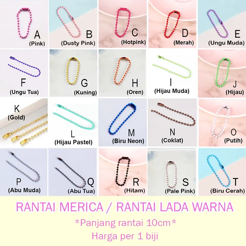 Rantai Merica (Rantai Lada) Warna-Warni Aksesoris Gantungan Kunci