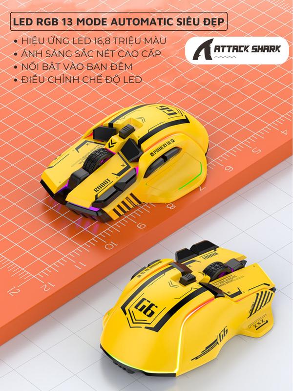 Chuột Gaming Không Dây Attack Shark G6  3 Chế Độ Kết Nối, App Tùy Chỉnh Gaming, DPI 4000, 13 Chế Độ Đèn RGB 6