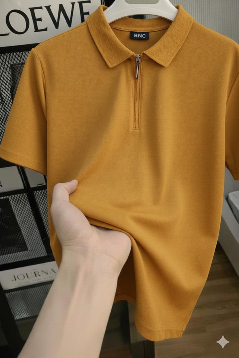 Kaos Polo Shirt Pria Lengan Pendek dengan Zipper Cocok untuk Dipakai Sehari-hari Tipe Kaos Polo Shirt Pria Lengan Pendek Dilengkapi dengan Zipper di Bagian Depan kaos polo Kerah baju Cowok