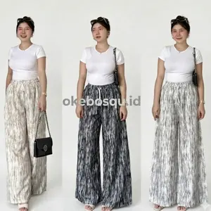 Celana Everyday Pants Motif Abstrak - Celana Panjang Wanita Baggy Kantor Kerja Kuliah - Kulot Pinstripe - Celana Casual Wanita Basic