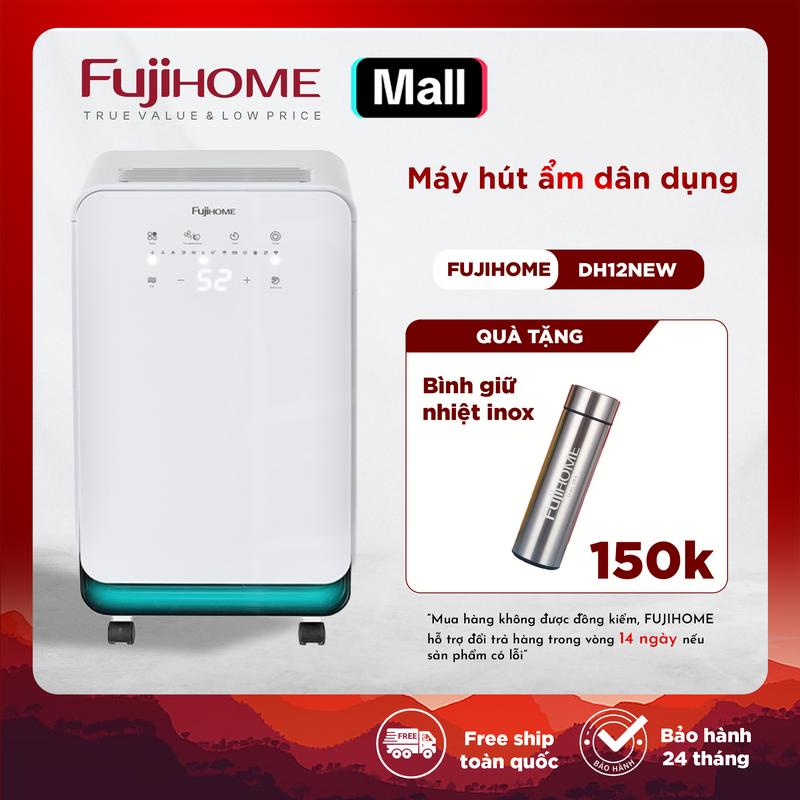 Máy hút ẩm lọc không khí 5 cấp độ nhập khẩu FUJIHOME DH12NEW, Công suất hút ẩm 12 lít/ngày - Hút ẩm cho diện tích 18 - 24 m2