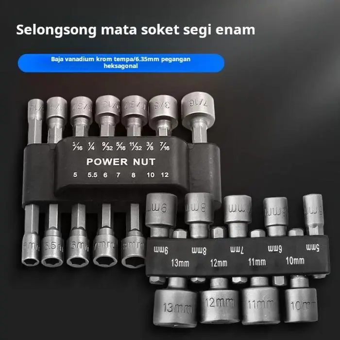 Bộ Tuốc Nơ Vít Máy Khoan Điện, Đầu Ổ Cắm Lục Giác Mạnh Mẽ, Cờ Lê Khí Nén, Máy Khoan Cầm Tay Ổ Cắm, Được Làm Bằng Thép Crôm Vanadium Chất Lượng Cao 1