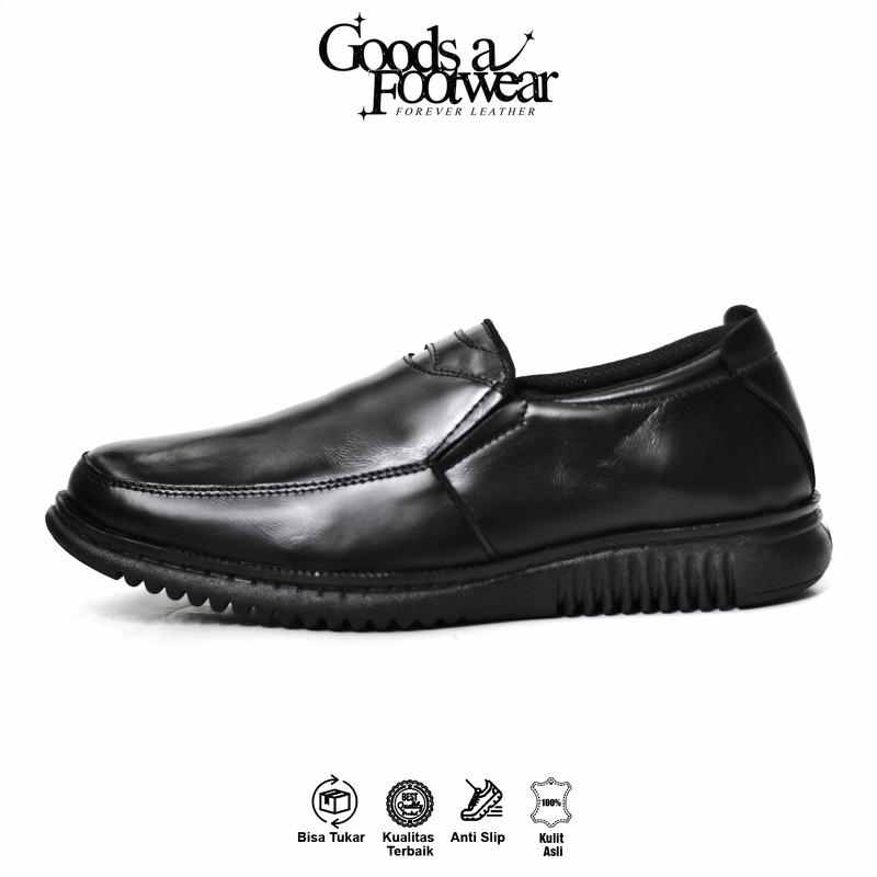 MONRO - Sepatu Pantofel Formal Pria Kulit Asli Slip on Kerja Kantor Kasual 3