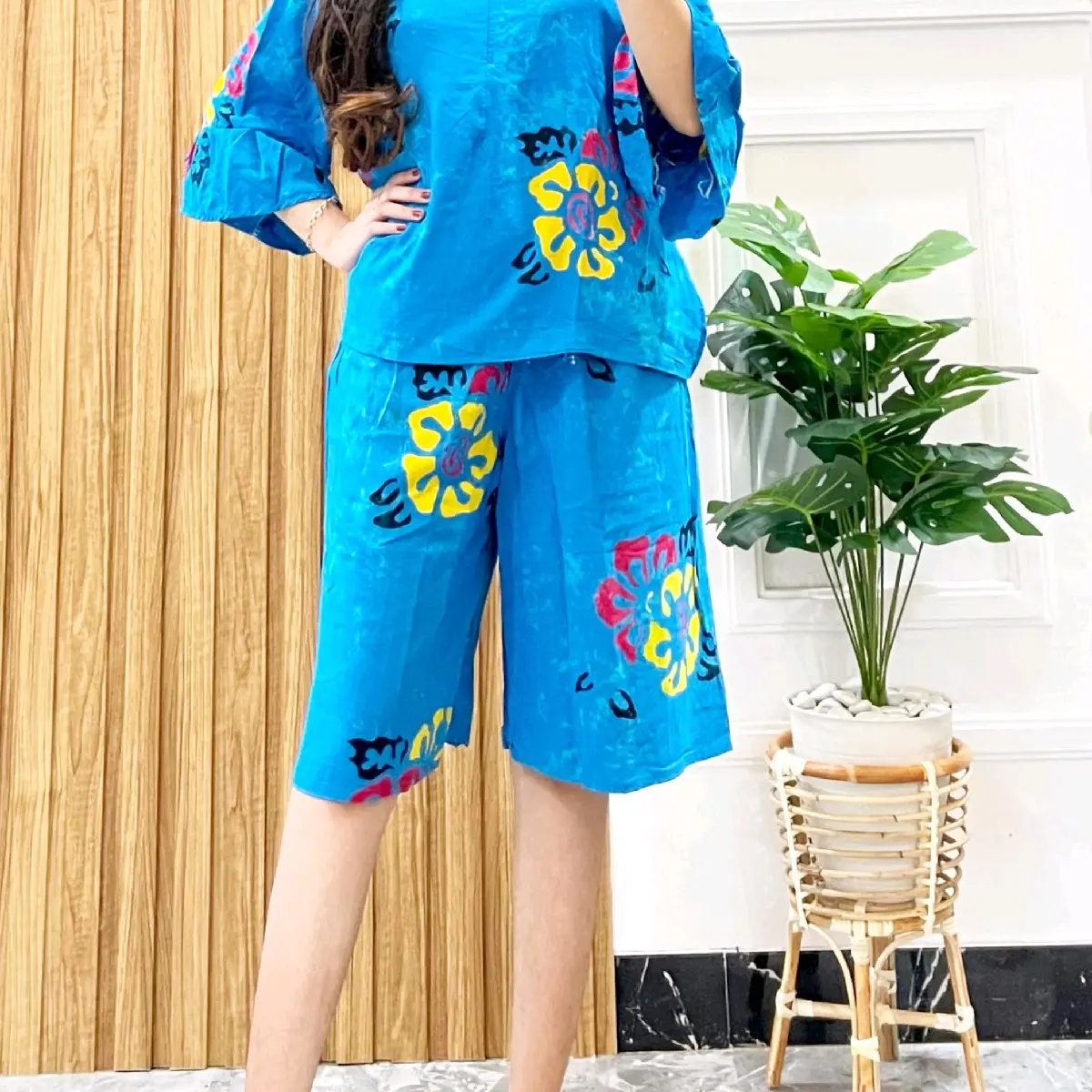 stelan bunga Piyama Pendek Setelan Motif Dewasa