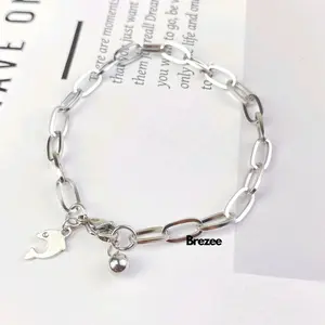 Gelang Tangan Perempuan Gelang Paper Clip Boba Lumba Silver Gelang Ibu Dan Anak Gelang Anti Karat Tidak Luntur Bracelets