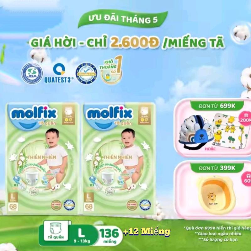 Tã / bỉm quần tốt cho bé molfix size M76+6, l 68+6, xl62+6,xxl56+6  Ưu đãi tháng 6 miếng miếng lót fibi hipper baby happy bỉm bejoyle gold baby Bỉm Mềm Mỏng Mặt Lưới 4D love